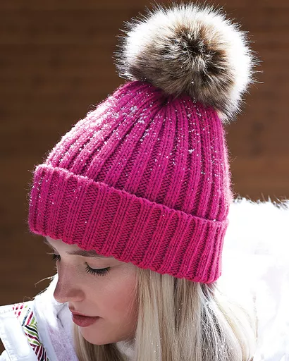 Faux Fur Pom Pom Chunky Beanie