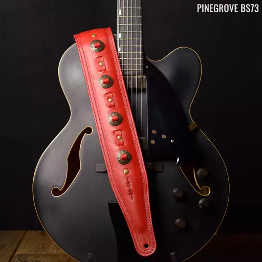 BS73 Western Guitar Strap - Flame Red & Bronze