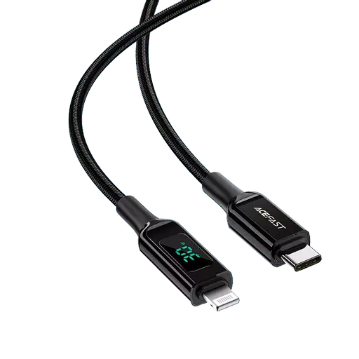 Acefast - 1.2m (30W) Power Delivery - USB-C to MFI Lightning Zinc Alloy Digital Display Cable - Black