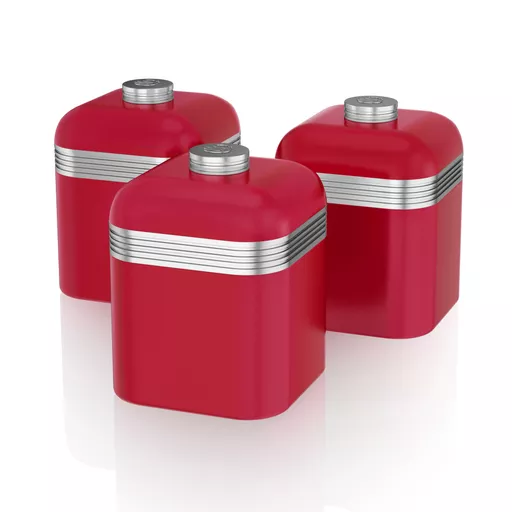 Retro Set of 3 Canisters Red