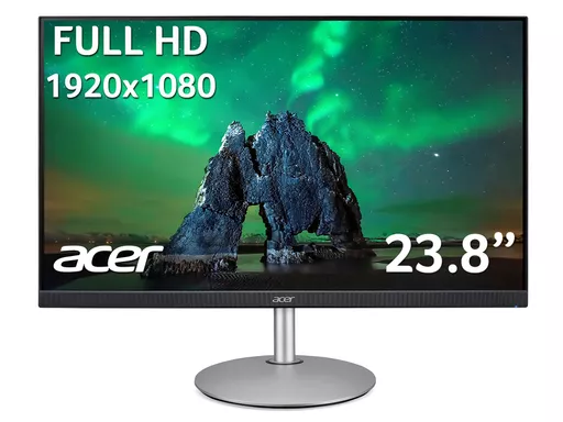 Acer CB2 CB242Ysmiprx 23.8 inch FHD Monitor (IPS Panel, FreeSync, 75Hz, 1ms, HDR 10, Height Adjustable Stand, DP, HDMI, VGA, Silver/Black)