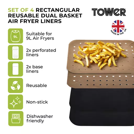 Tower Pack of 4 9L Dual Air Fryer Liners