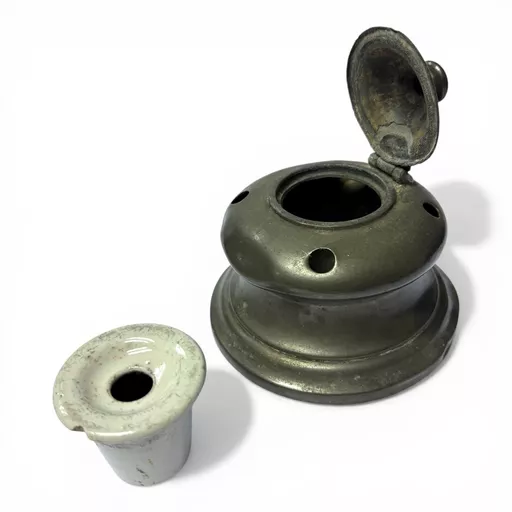 Pewter Inkwell and Ceramic Insert