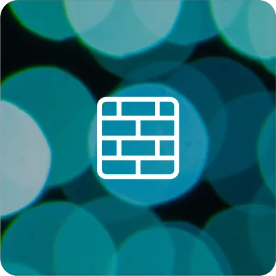 Blue bokeh background with brick wall icon
