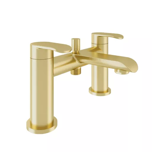 Lyneham Bath Shower Mixer (BSM) Tap with Handset, Hose & Holder Kit - Brushed Brass