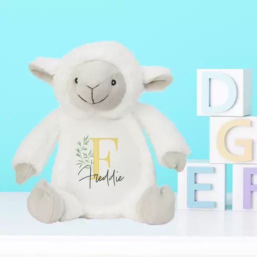 Lamb Boy Plush Soft Toy with Yellow Initial