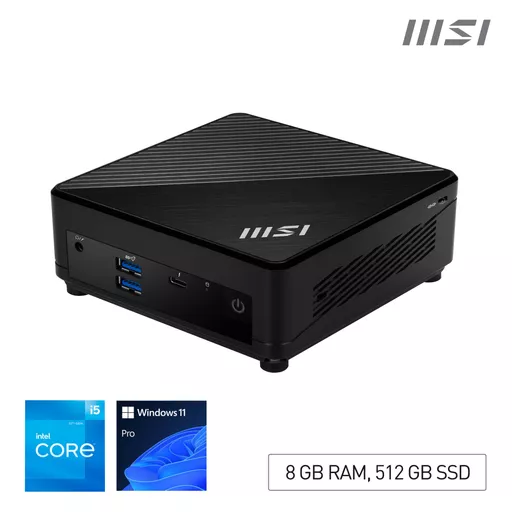 MSI Cubi 5 12M Intel Core i5 1235U Desktop PC, NUC, SFF, Mini Computer, HTPC, (8GB RAM, 512GB SSD, Windows 11 PRO), IRIS XE Graphics/ThunderBolt 4/Type C/HDMI/DisplayPort/Dual LAN/WiFi 6E/BT 5.3/VESA