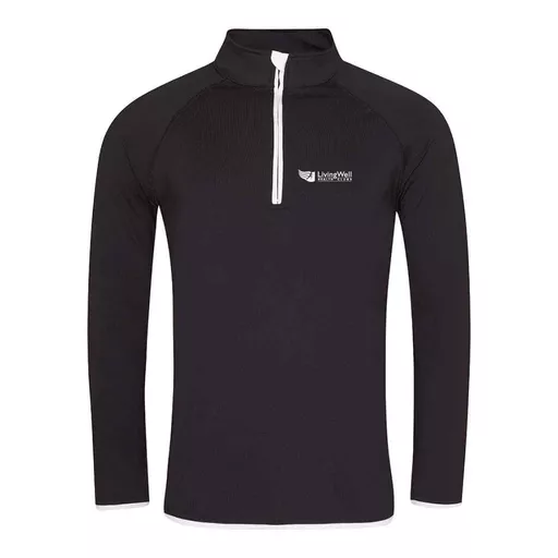 Livingwell Ladies Black Half Zip Top