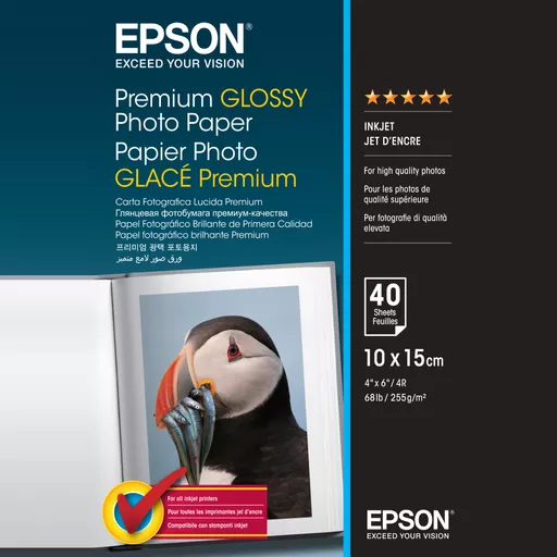 Epson Premium Glossy Photo Paper - 10x15cm - 40 Sheets