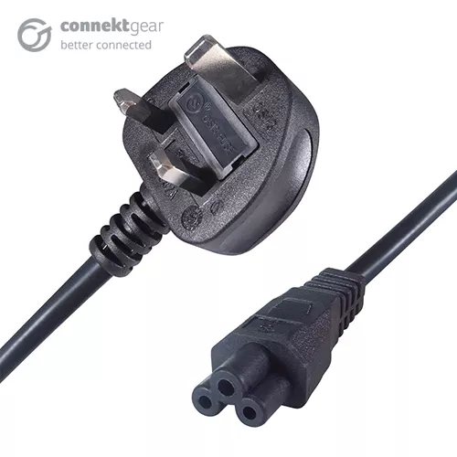 connektgear 5m UK Mains Power Cable UK Plug to C5 (Cloverleaf) Socket