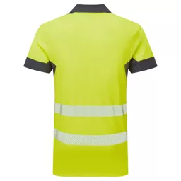 SYH-304C-System-Hi-Vis-Eco-CottonCool-Short-Sleeve-Yellow-Navy-Polo-Front-Back straight on With Segmented Tape.png