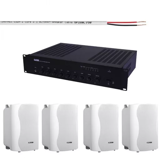 Clever Acoustics MA2120 & 4x BGS25T 100v Speakers Background Music System Bundle