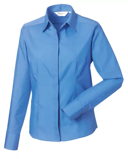 Ladies' Long Sleeve Polycotton Easy Care Fitted Poplin Shirt