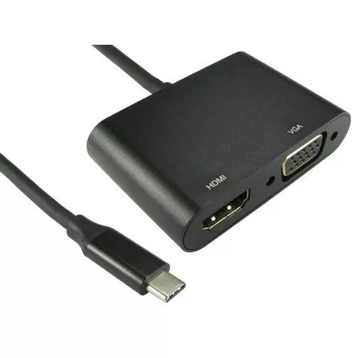 Cables Direct USB C TO HDMI 4K 30Hz + VGA 1080p @ 60Hz USB Type-C HDMI + VGA (D-Sub) Black