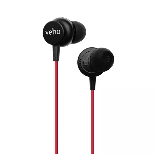Veho Z-3 In-Ear Stereo Headphones with Built-in Microphone and Remote Control – Red (VEP-105-Z3-R)