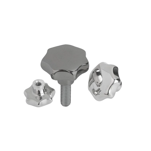 K0150 - Star Knobs In Stainless Steel Five Hole Types Sizes 6-12mm