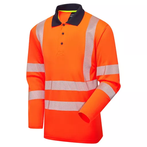 Essentials Hi-Vis Eco CoolMax Orange Long Sleeve Polo