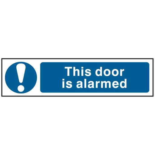 ASEC `This Door Is Alarmed` 200mm x 50mm PVC Self Adhesive Sign