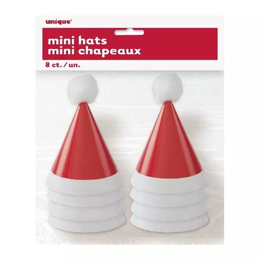Mini Santa Pom Pom Hat (Pack of 8)