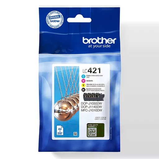 Brother LC-421VAL Ink cartridge multi pack Bk,C,M,Y, 4x200 pages Pack=4 for Brother DCP-J 1050
