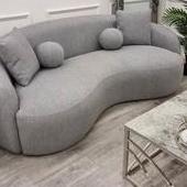 Boucle Curved Wave 3 Seater Sofa Grey and Cream Swatch