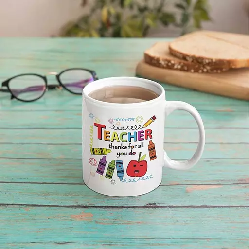 personalised teacher mug with name and custom message. ideal keepsake gift