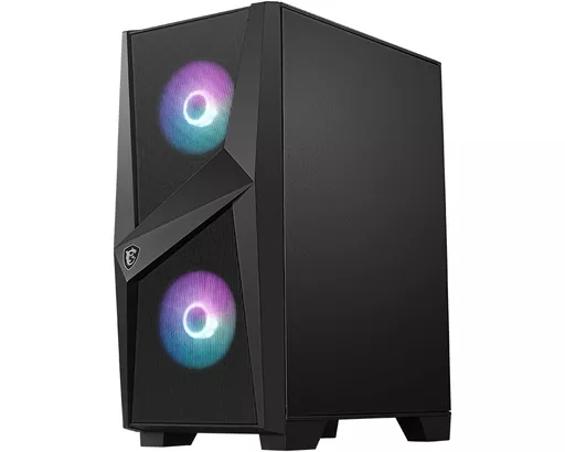 MSI MAG FORGE 100R Mid Tower Gaming Computer Case 'Black, 2x 120mm ARGB PWM Fan, 1x 120mm Fan, 1-6 ARGB Hub, Mystic Light Sync, Tempered Glass Panel, ATX, mATX, mini-ITX'