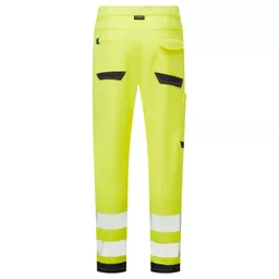 SYH-402-System-Hi-Vis-Yellow-Navy-Eco-Stretch-Softshell-Trousers-Back With Segmented Tape.png