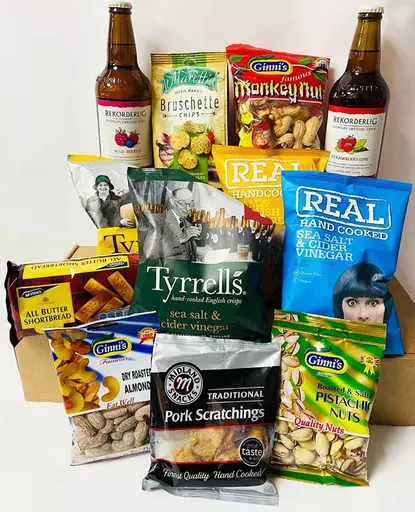 Rekorderlig (Swedish Cider) and Snacks Hamper with Personalised Christmas Card