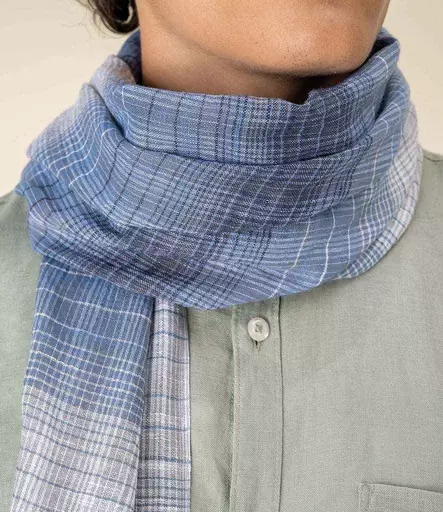 Spasso Blue Classic Check Scarf