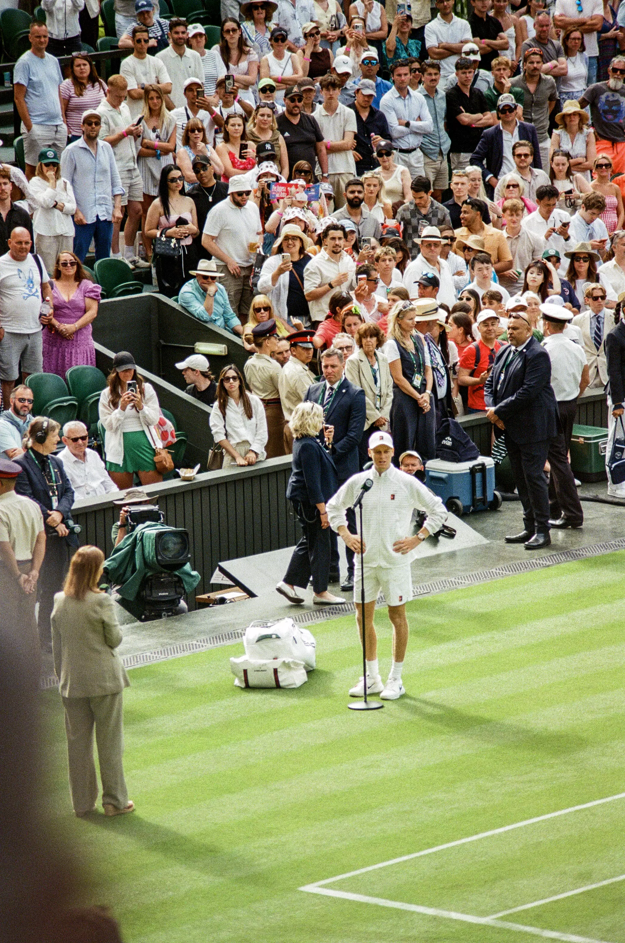 Centre Court, Day One at Wimbledon with Arena Sabalenka holding her racket between points
