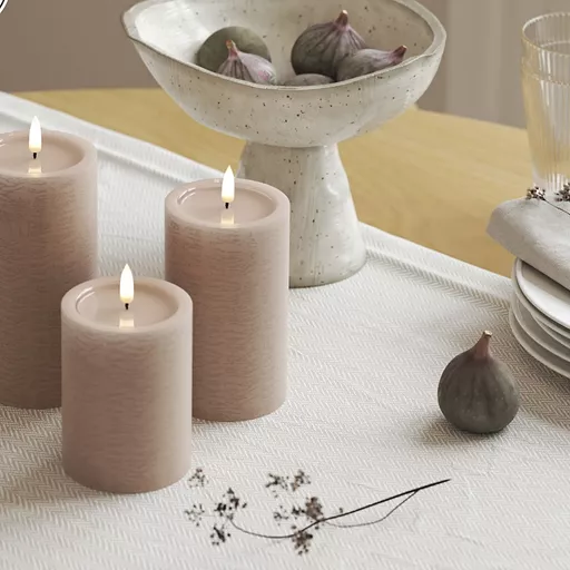 Unique Rustic LED Pillar Candle - Rose - 7.5cm width - 3 sizes available.