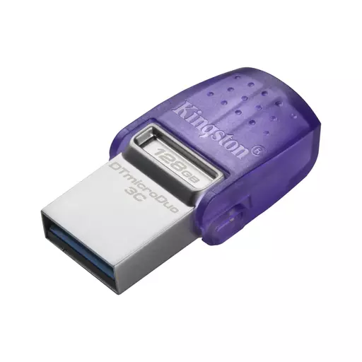 Kingston Technology DataTraveler microDuo 3C USB flash drive 128 GB USB Type-A / USB Type-C 3.2 Gen 1 (3.1 Gen 1) Stainless steel, Purple