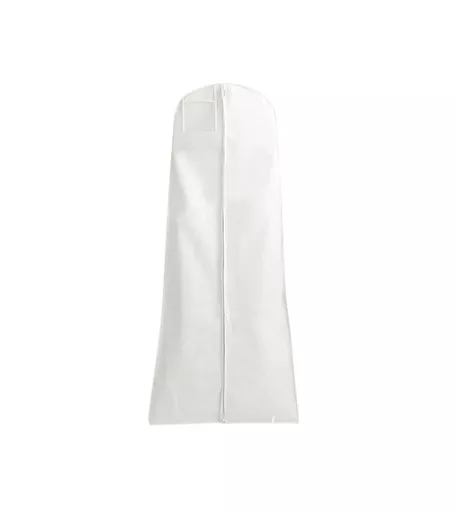 White Fabric Gown Dress Cover with 15'' Tapered Gusset