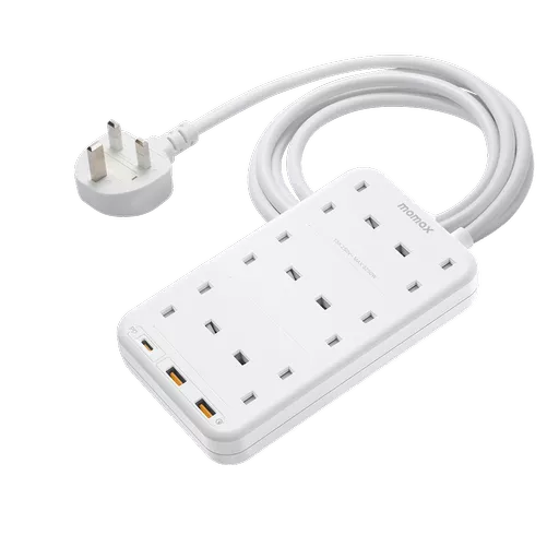MOMAX - OnePlug - 6-Outlet Extension Plug Socket Power Strip - USB-C ...