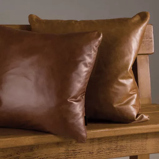 Leather Cushion in Shabby Cerato