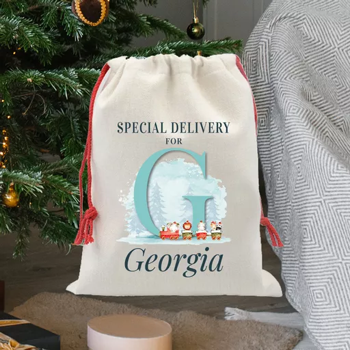 Personalised Santa Christmas Train Santa Sack