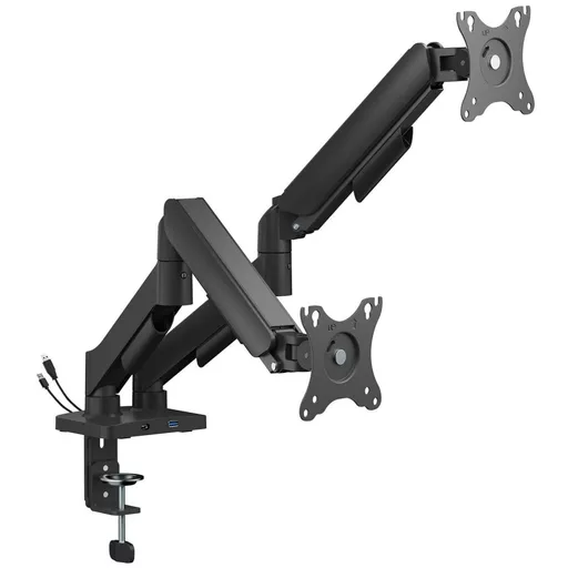 AV Link Full Motion Gas Spring Dual Monitor Arms - USB Hub