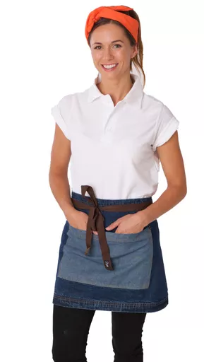 Denim Waist Apron with Contrasting Pocket