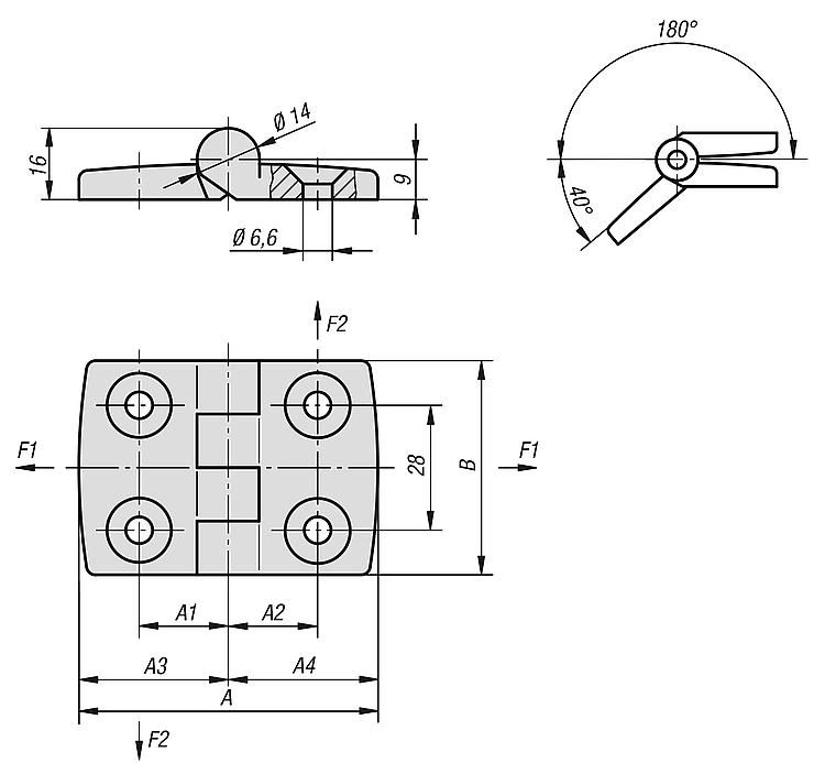 Hinge. 52x48mm. Stainless Steel.