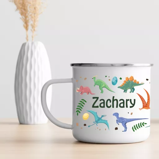 Personalised Dinosaur Enamel Mug