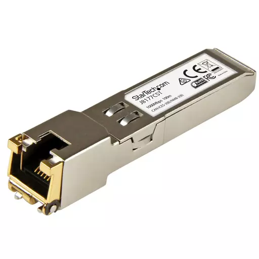 StarTech.com HP J8177C Compatible SFP Transceiver Module - 1000BASE-T~HPE J8177C Compatible SFP Module - 1000BASE-T - SFP to RJ45 Cat6/Cat5e - 1GE Gigabit Ethernet SFP - RJ-45 100m - HPE 1810, 1820, 2530