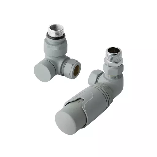 15mm Corner TRV & Lockshield Valve Matt Grey