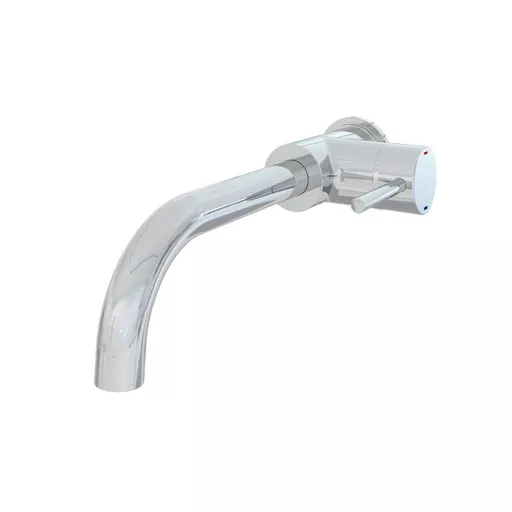 Meriden Wall Mounted Curved Spout Basin Mixer Tap with Single Lever Side Action - Chrome