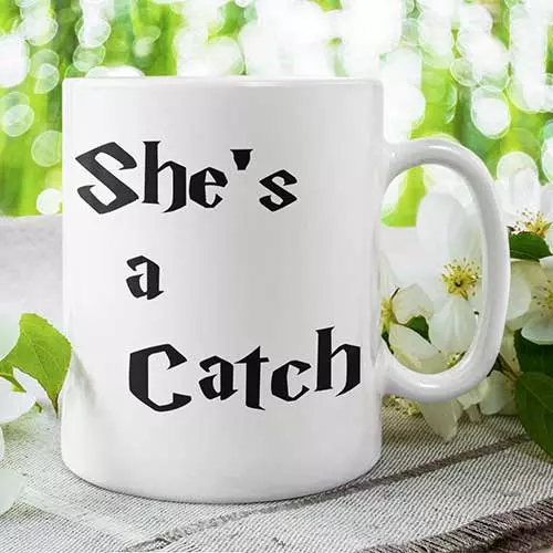 Personalised She's a Catch Photo Mug