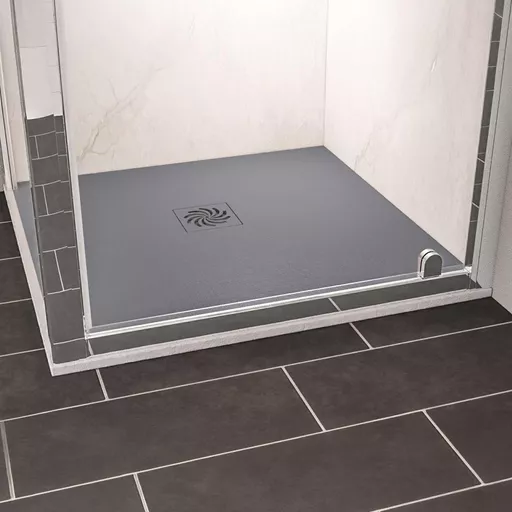Crossland  800 x 800mm Square  Shower Tray with Slate Finish - Grey