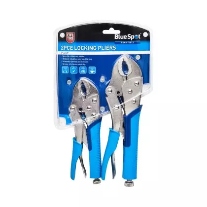 2 PCE 180mm + 250mm (7" + 10") Soft Grip Non-Slip Curved Locking Pliers