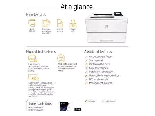 HP LaserJet Pro M501dn, Black and white, Printer for Business, Print, Two-sided printing