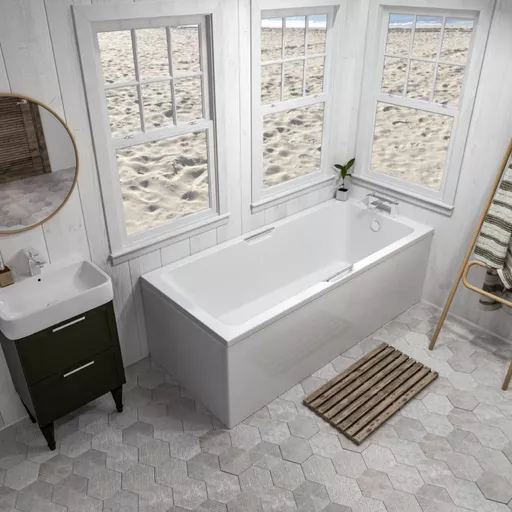 Portland 1800 x 700 x 440mm Single Ended (SE) Twin Grip (TG) Beauforte Bath - White