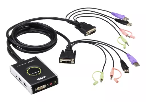 ATEN 2-Port USB DVI/Audio Cable KVM Switch with Remote Port Selector
